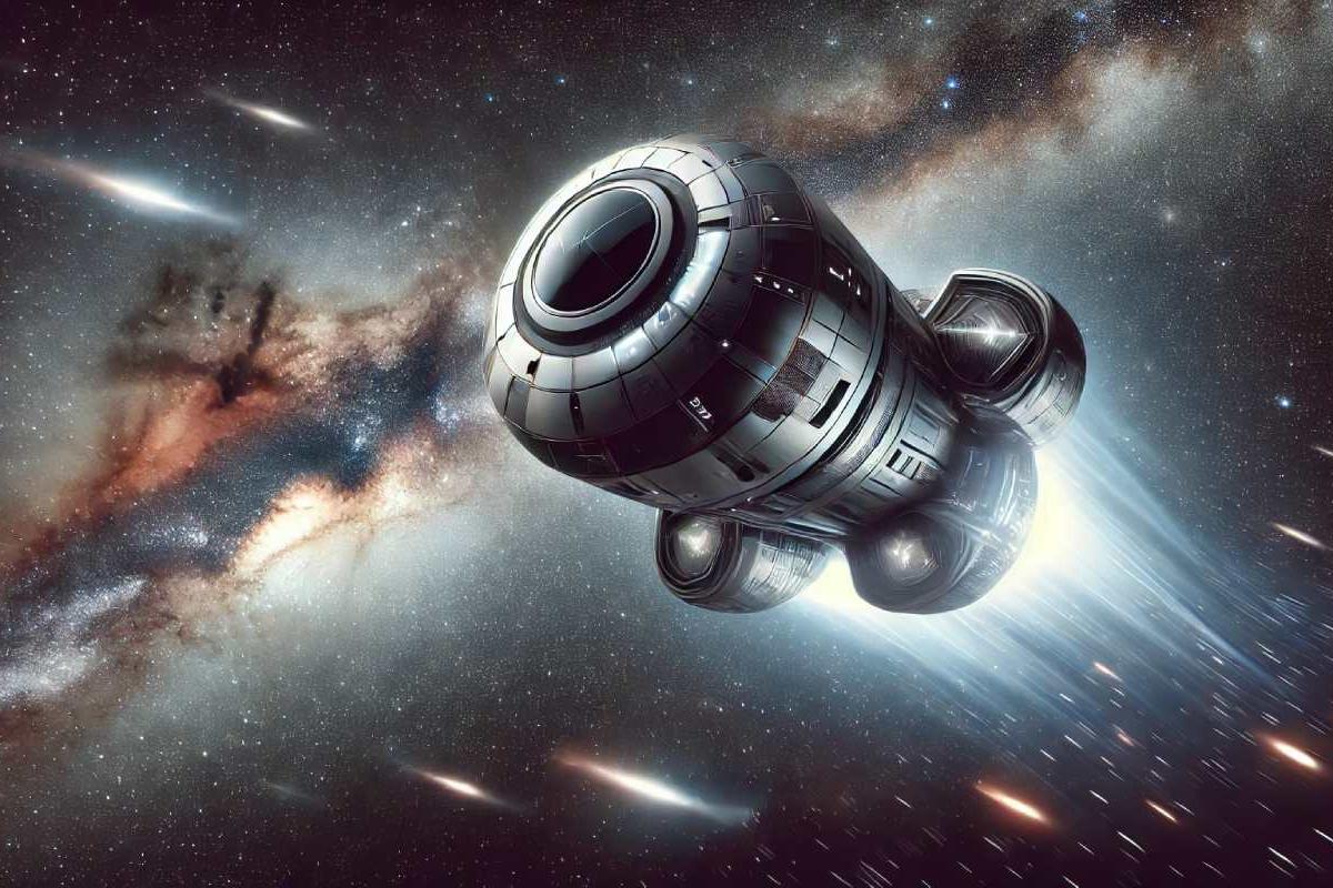 Capsula espacial surcando el espacio