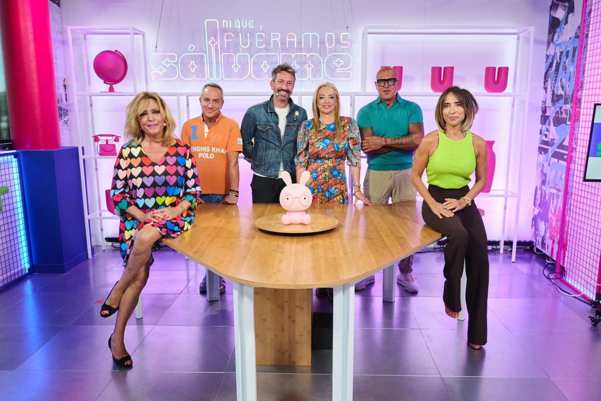 Lidia Lozano, Jorge Sandoval, David Valdeperas, Belén Esteban, Kiko Matamoros y María Patiño, el equipo de 'NI que fuéramos Shhh'.