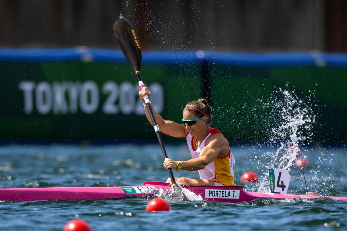 Teresa Portela, en la prueba de K1-200 en Tokio 2020