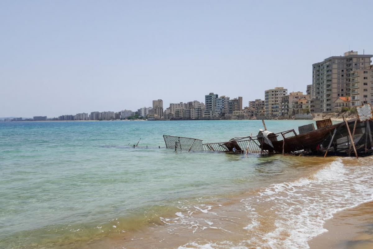 Paisaje playero de Varosha en una imagen de archivo