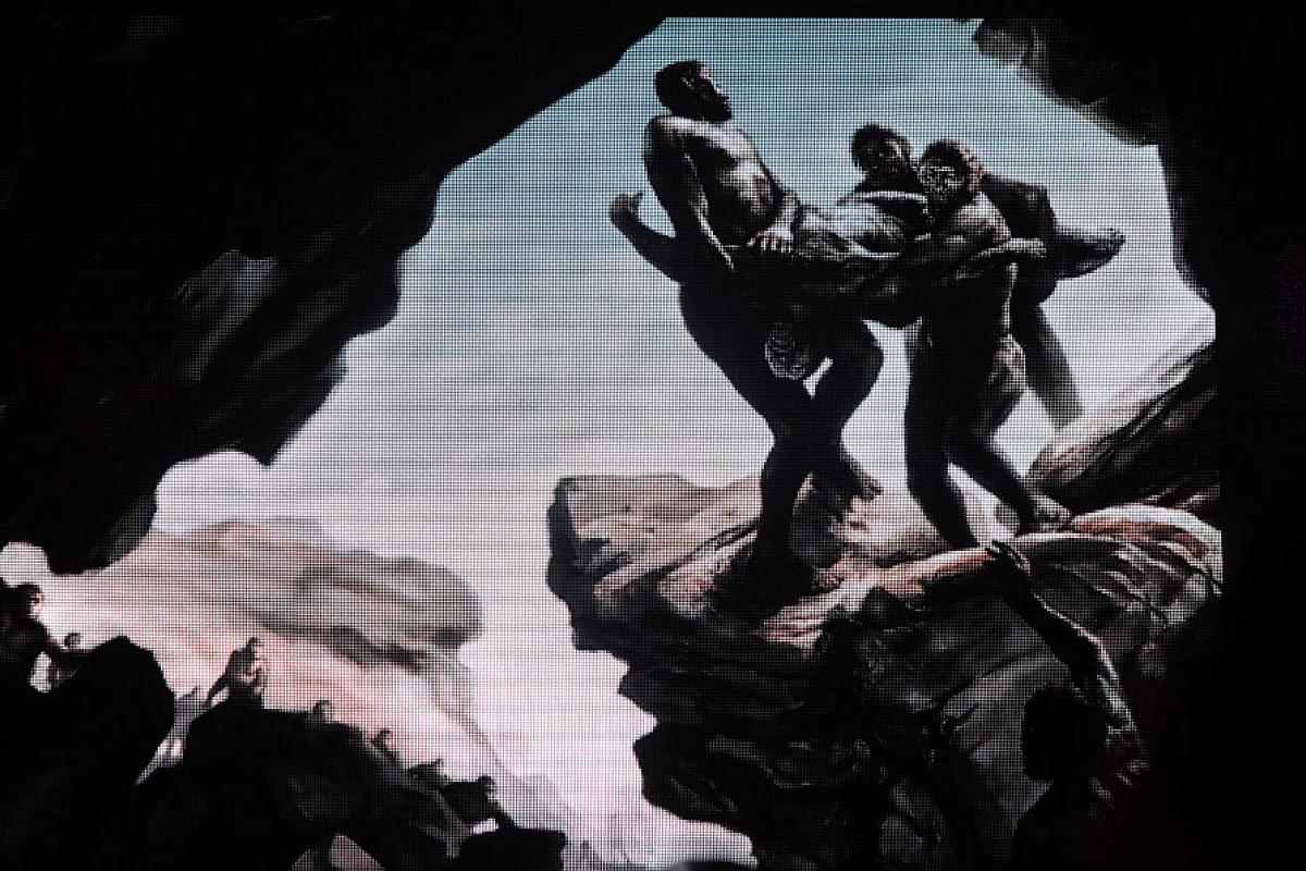 Recreación de varios 'Homo naledi'.