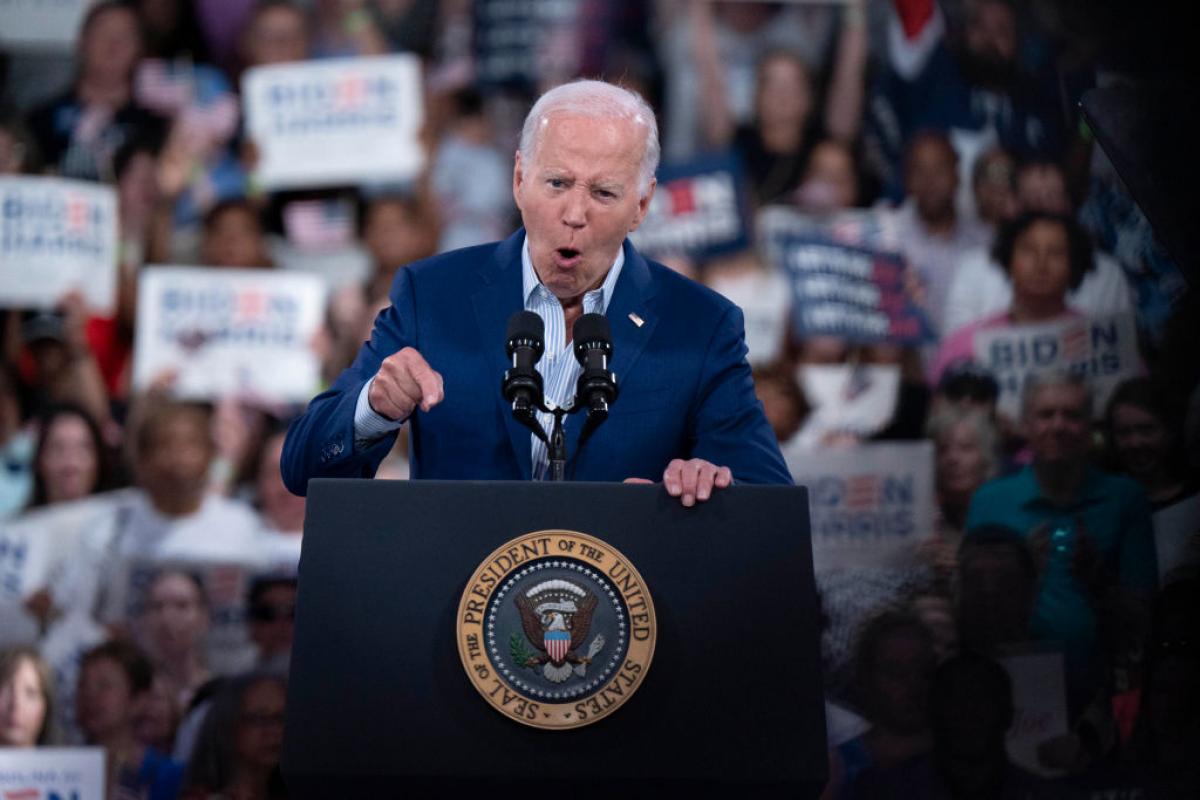 Joe Biden, en un momento de su mitin en Carolina del Norte