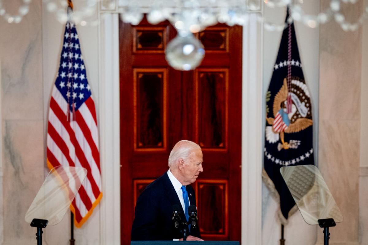 Joe Biden, en la Casa Blanca, durante la comparecencia en la que ha valorado el fallo del Supremo sobre la inmunidad de Donald Trump.