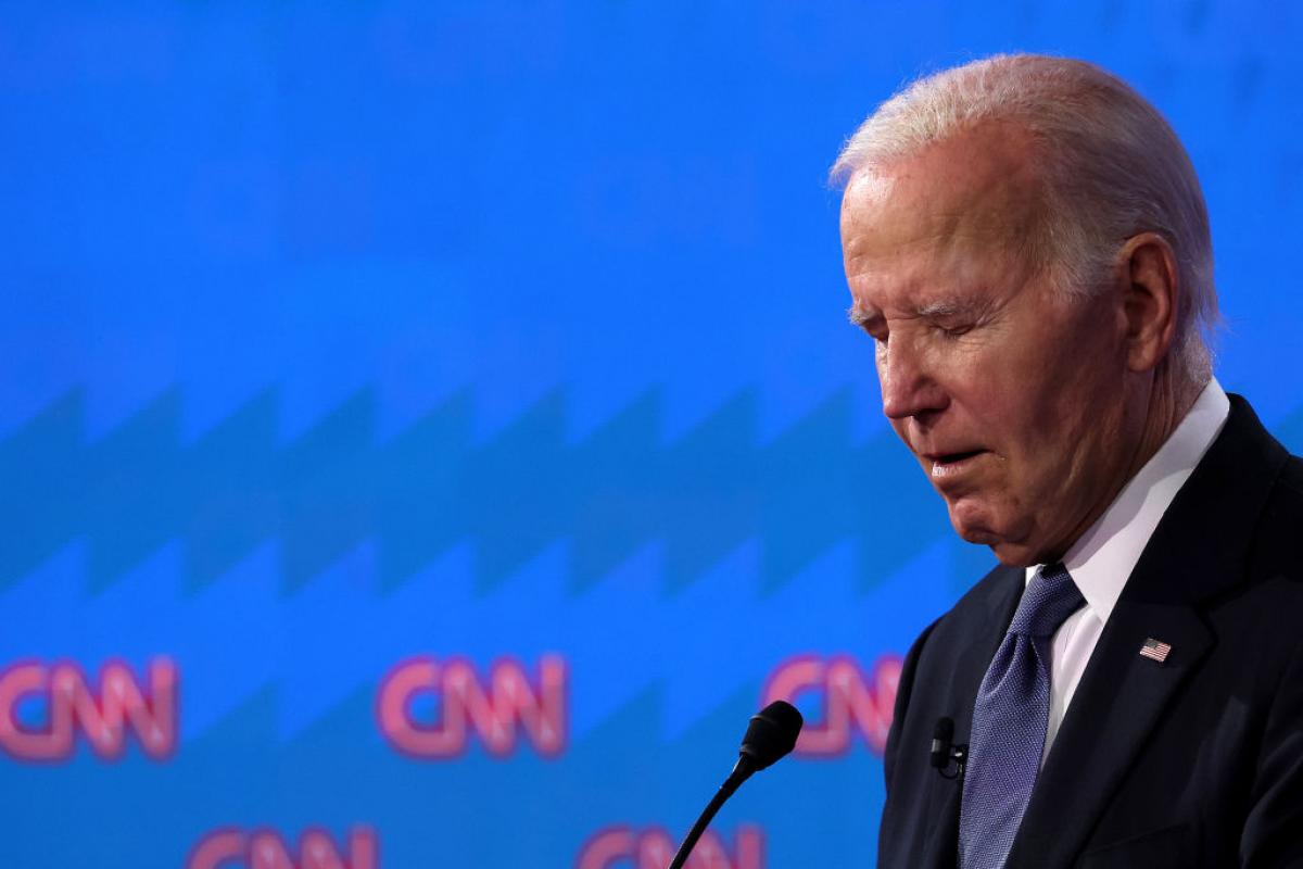 El presidente de Estados Unidos, Joe Biden, durante el debate con Donald Trump