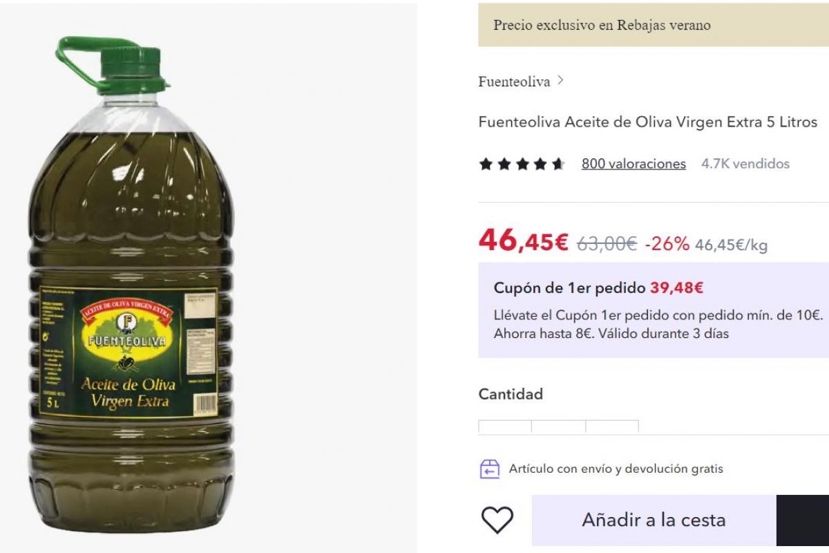 La oferta de aceite de oliva virgen extra Fuenteoliva en Miravia
