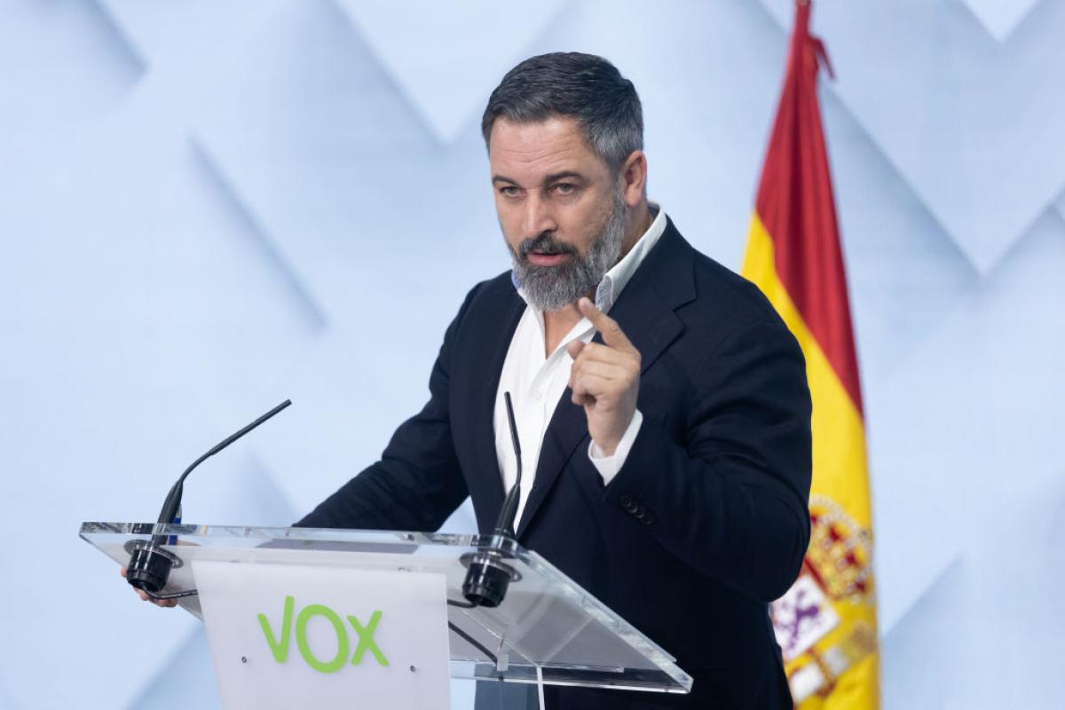 Santiago Abascal, en una comparecencia tras una reunión de Vox