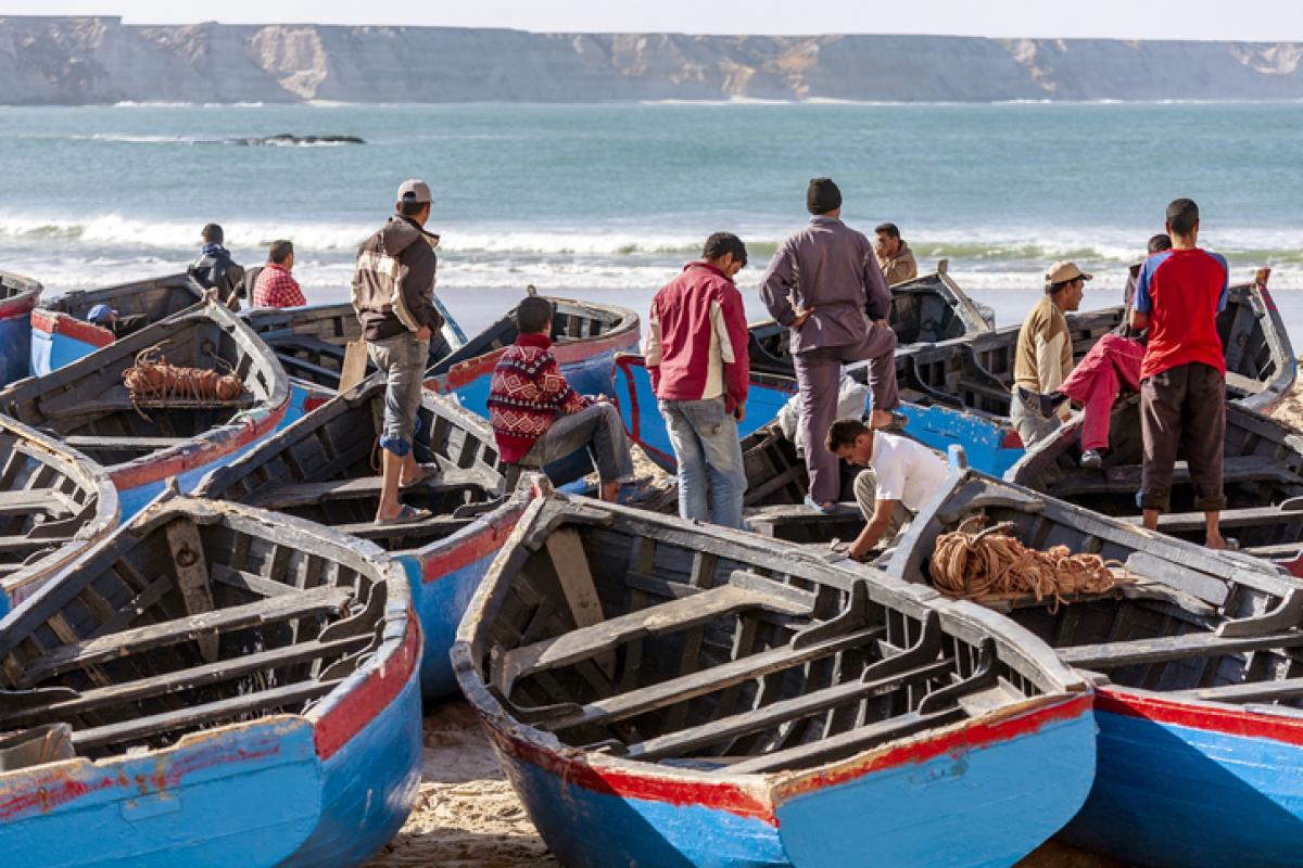 Pescadores marroquíes en la zona del Sáhara Occidental, territorio bajo ocupación, en una imagen de archivo.