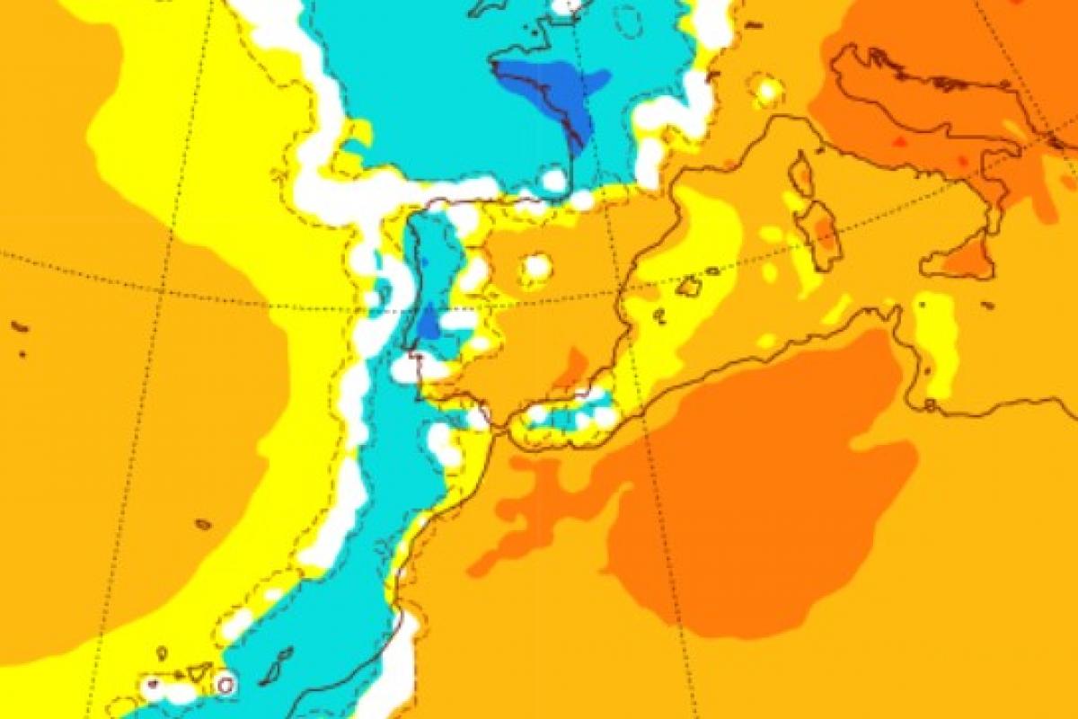 Mapa del ECMWF recogido por AEMET