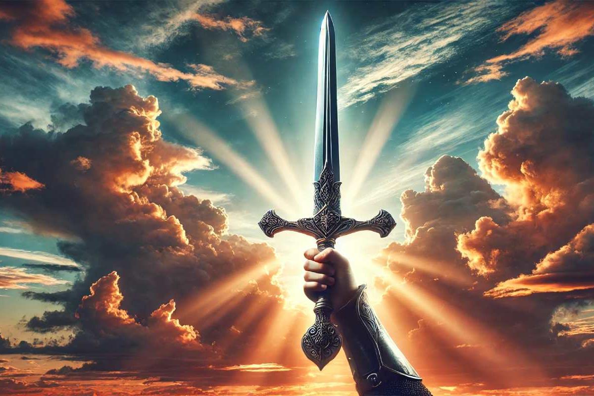 Espada siendo alzada a los cielos