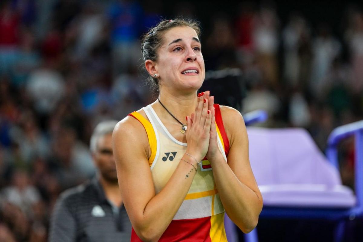 Carolina Marín, rota tras lesionarse en las semifinales de París 2024