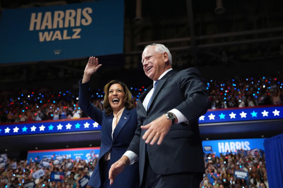 Kamala Harris y Tim Walz, en su primer mitin juntos como ticket demócrata para las presidenciales.