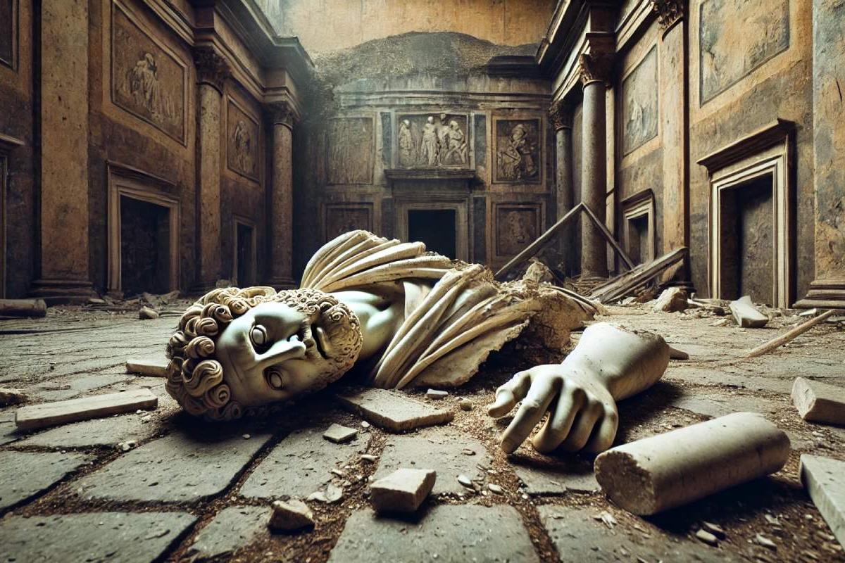 Estatua derruida del imperio Romano