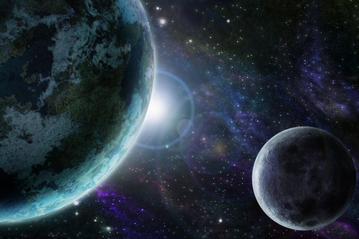 Ilustración digital de la Tierra y la Luna.