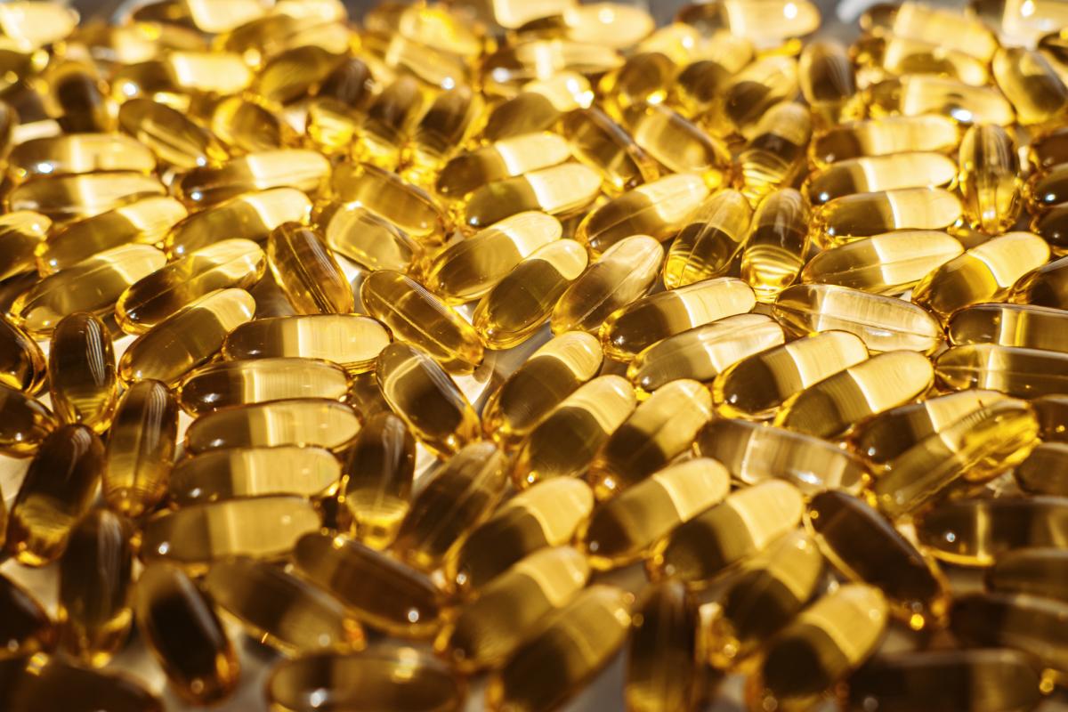 Imagen de archivo de píldoras de vitamina D.