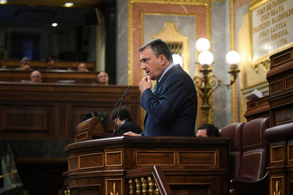 Aitor Esteban, pensativo durante su discurso