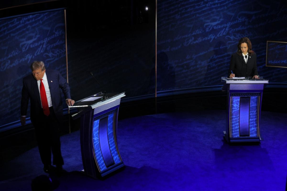 Donald Trump y Kamala Harris en un instante del primer debate presidencial entre ambos.