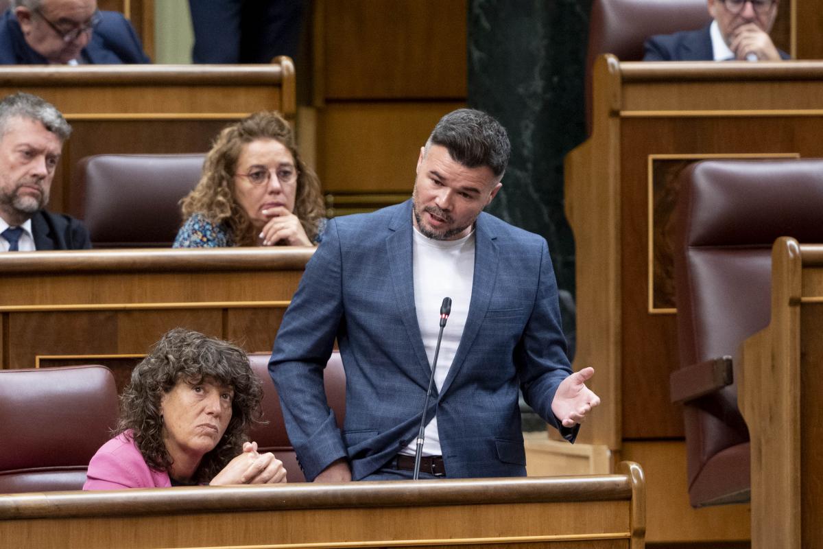 El portavoz de ERC en el Congreso, Gabriel Rufián, durante la jornada de la Diada.