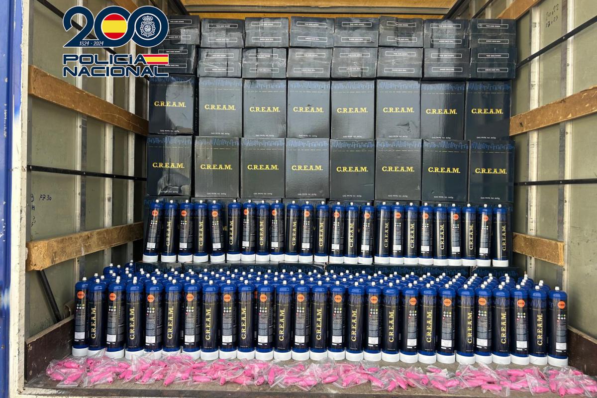 Gas de la risa incautado por la Policía Nacional en la provincia de Sevilla