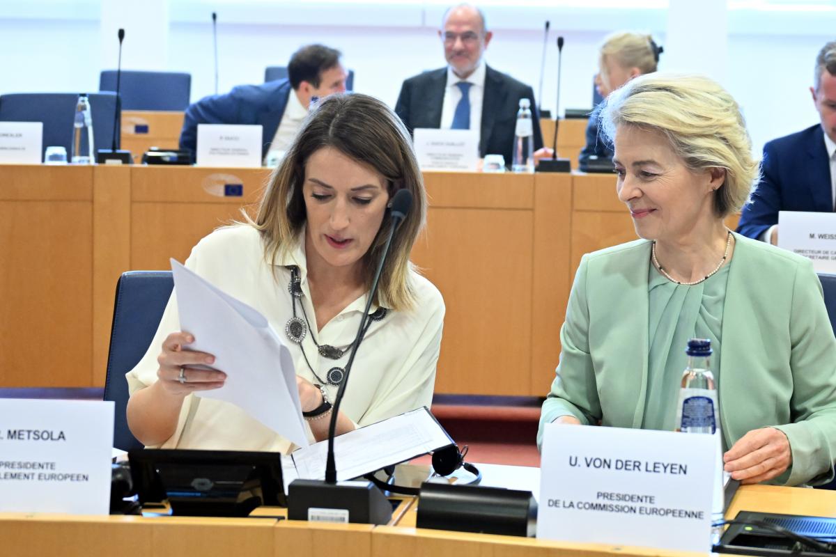 La presidenta de la Eurocámara, Roberta Metsola, y la de la Comisión Europea, Ursula von der Leyen; en una imagen de archivo.