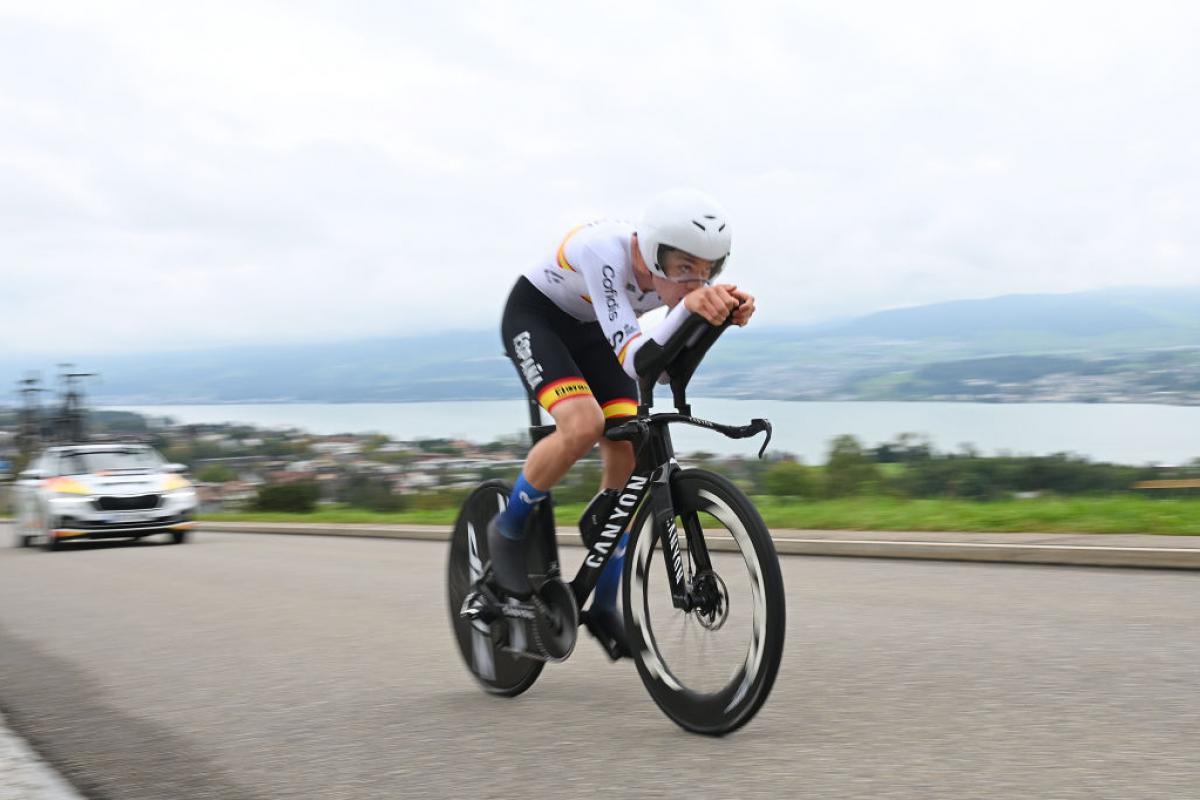 Iván Romeo, durante la contrarreloj del Mundial sub-23