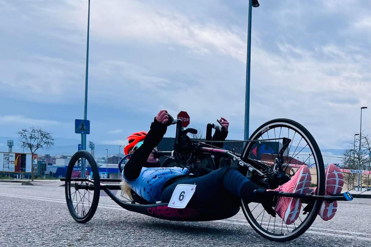 Manuela Vos en una competición reciente