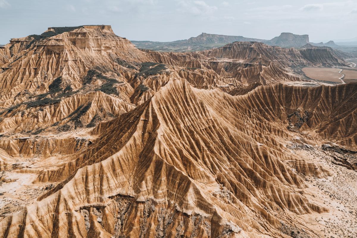 Vista desde el cielo de las Bárdenas Reales, en Navarra.