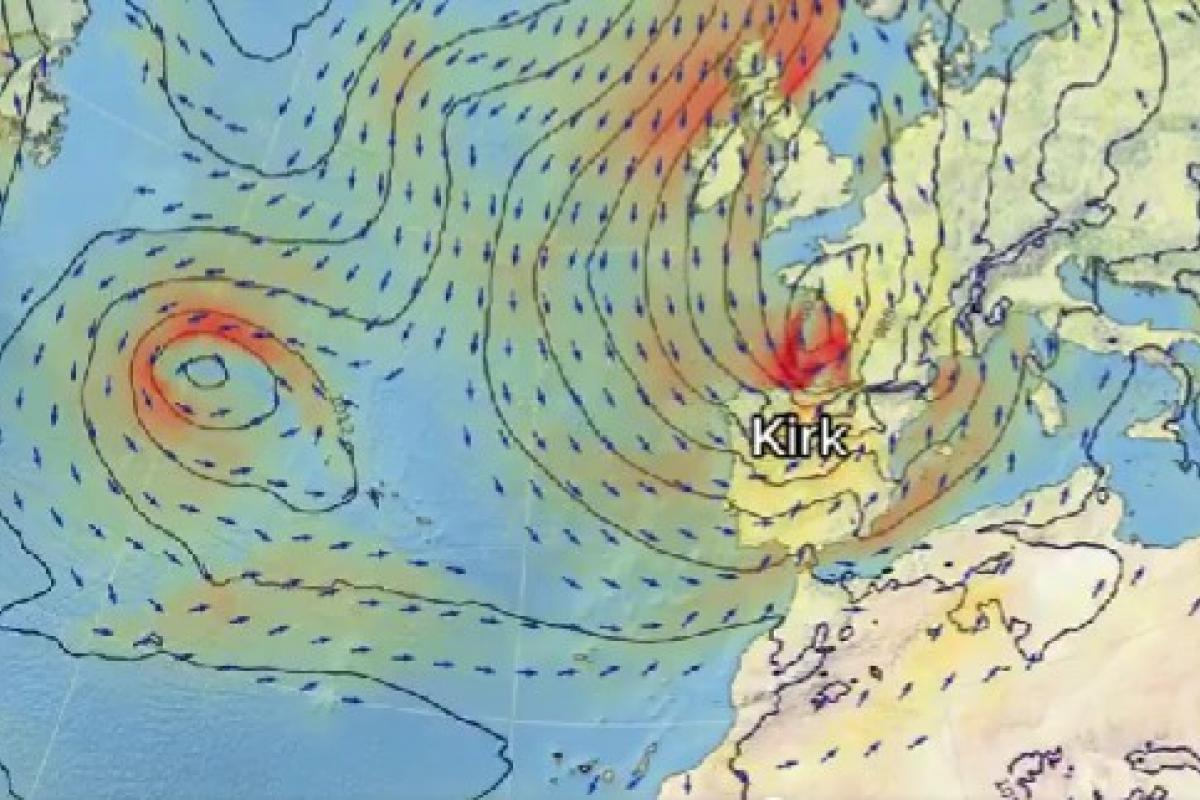 Mapa de AEMET por el impacto de Kirk