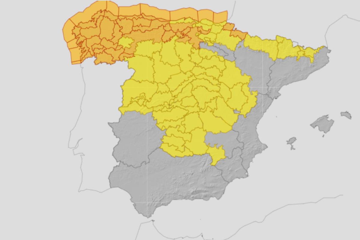 Mapa de avisos para esta semana de la AEMET