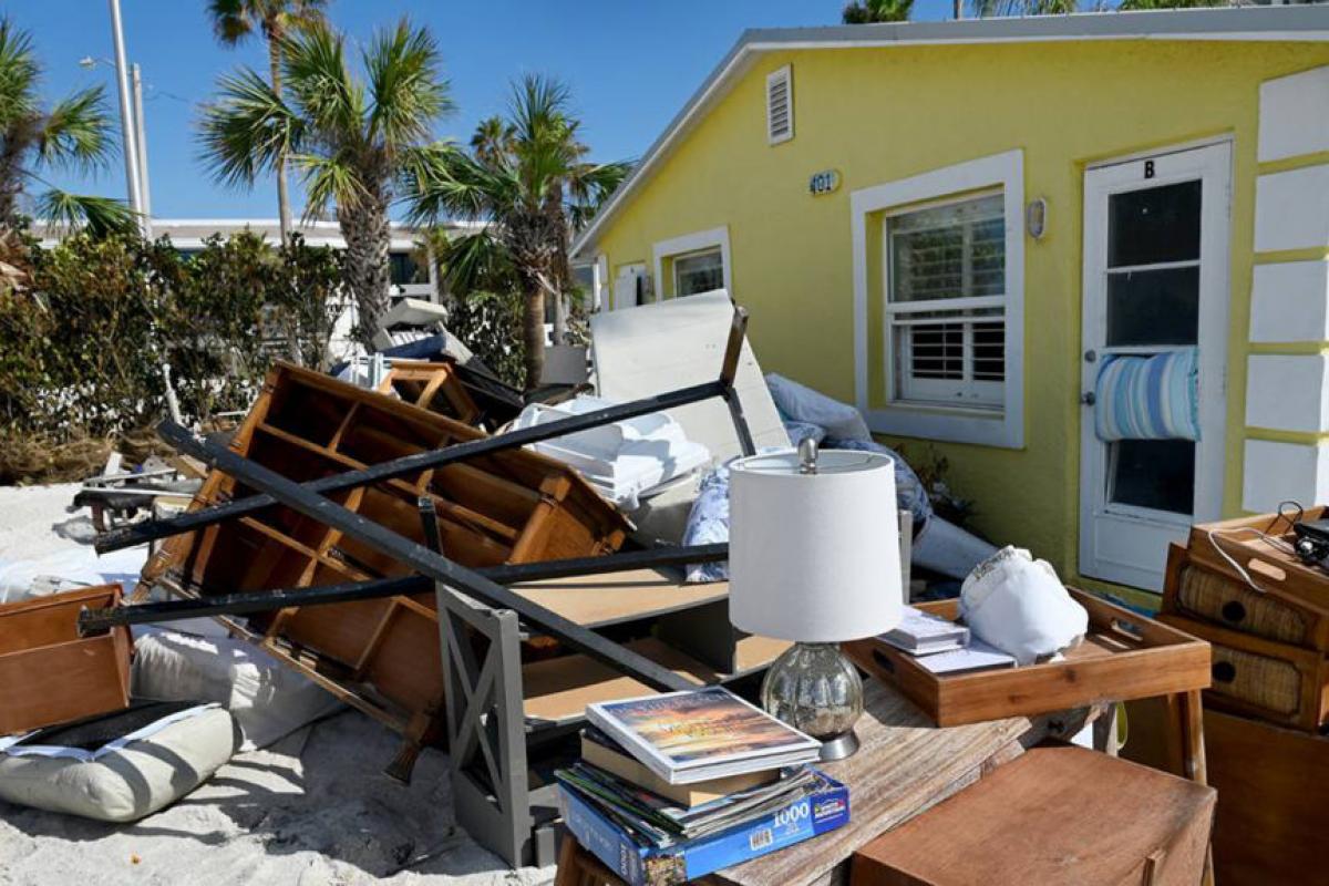 Una casa devastada por el huracán 'Helene' en el estado de Florida (EE UU).