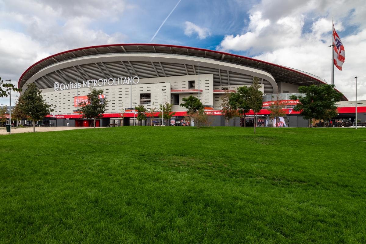 Vista del exterior del estadio Cívitas Metropolitano, en el distrito de San Blas de Madrid.
