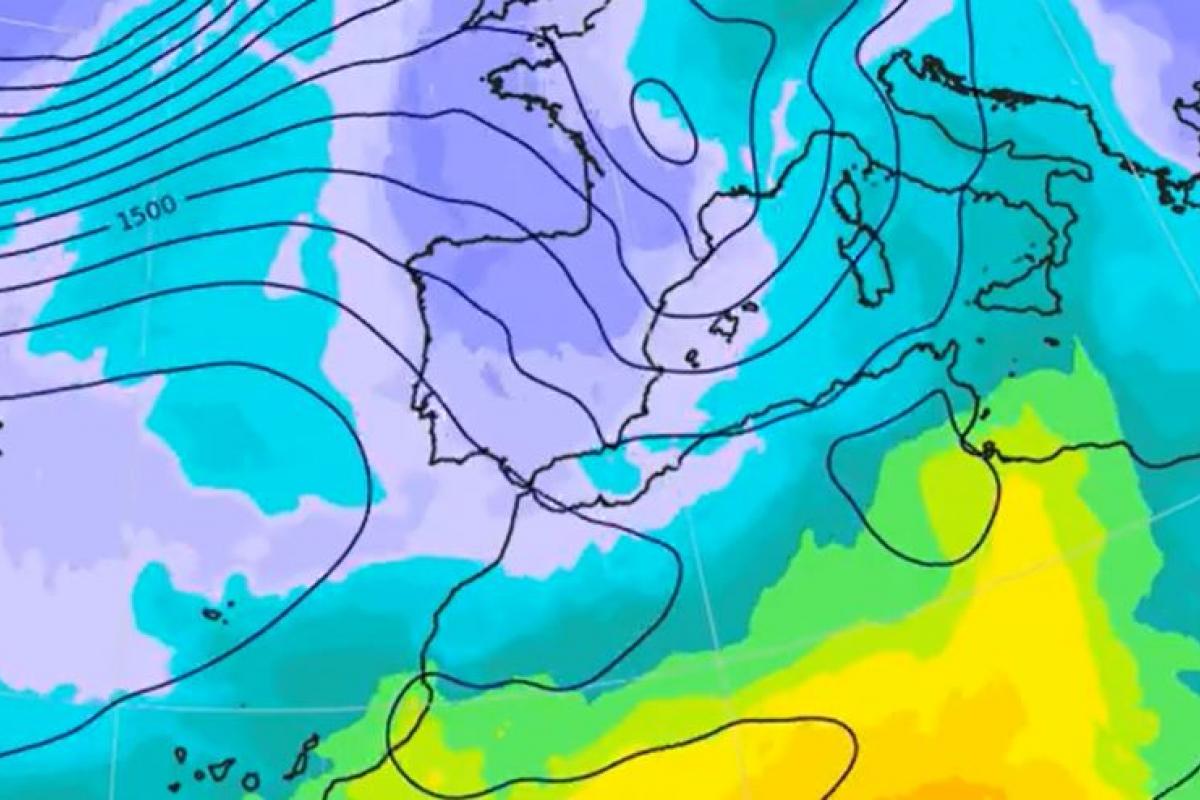 Mapa de temperatura en 850 hPa del 17 de octubre de 2024