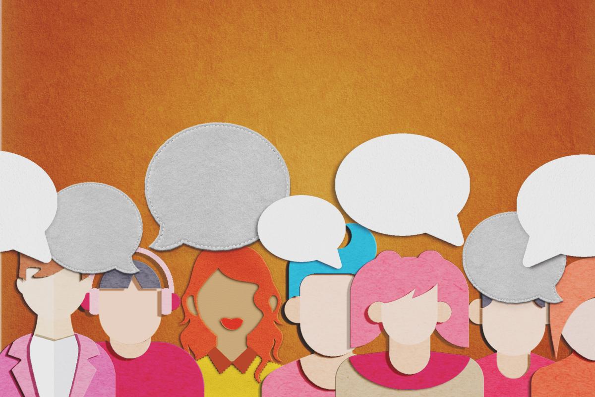 Recreación de personas hablando