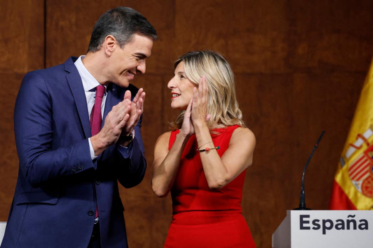 Pedro Sánchez y Yolanda Díaz, juntos en un acto