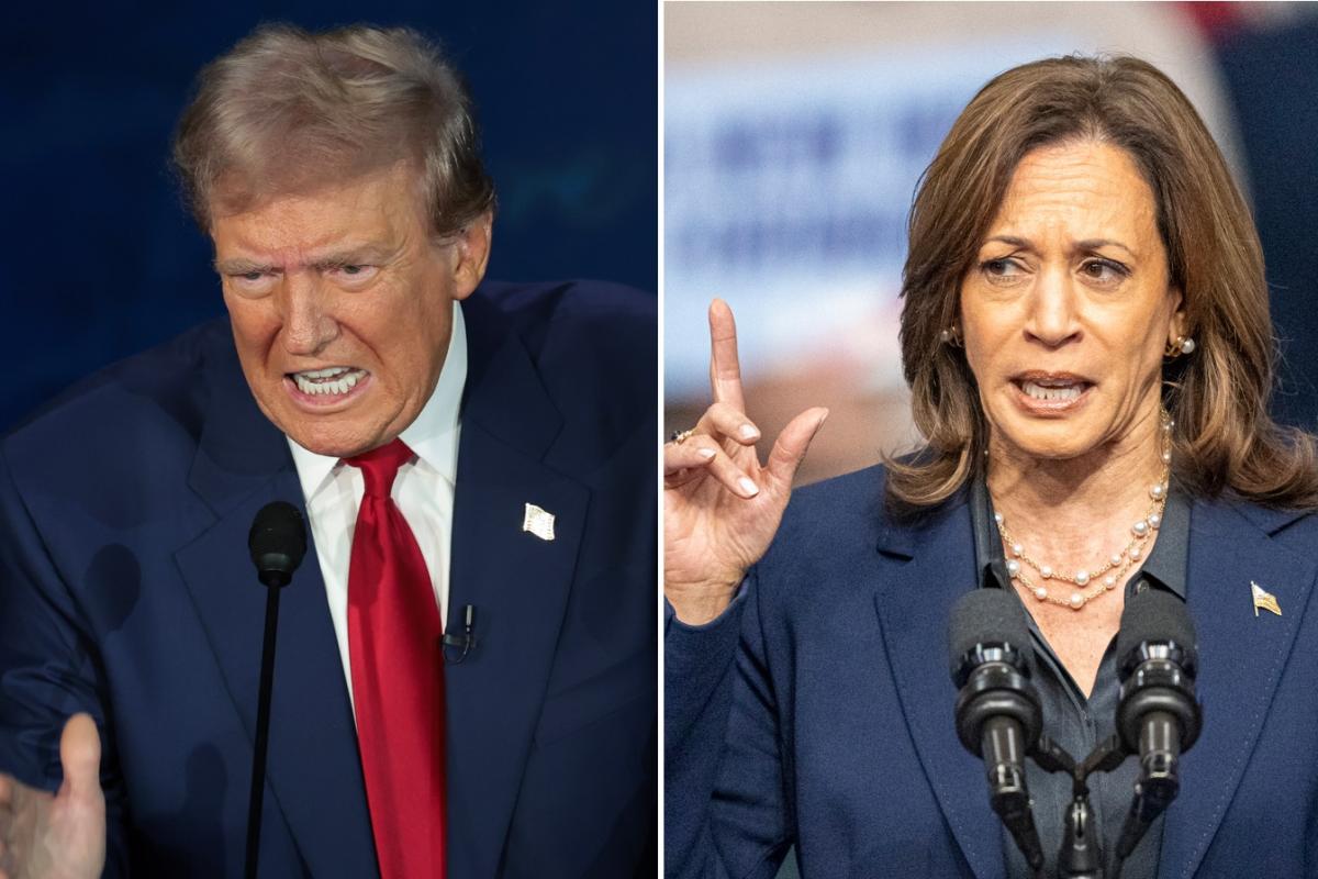 Fotomontaje de Donald Trump y Kamala Harris.