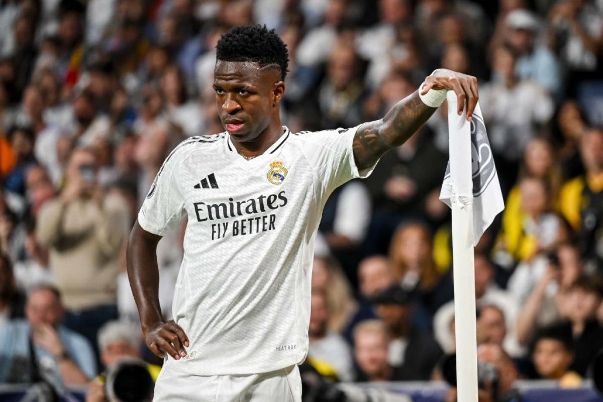 Vinicius Jr, con gesto serio en un reciente partido de la Champions League