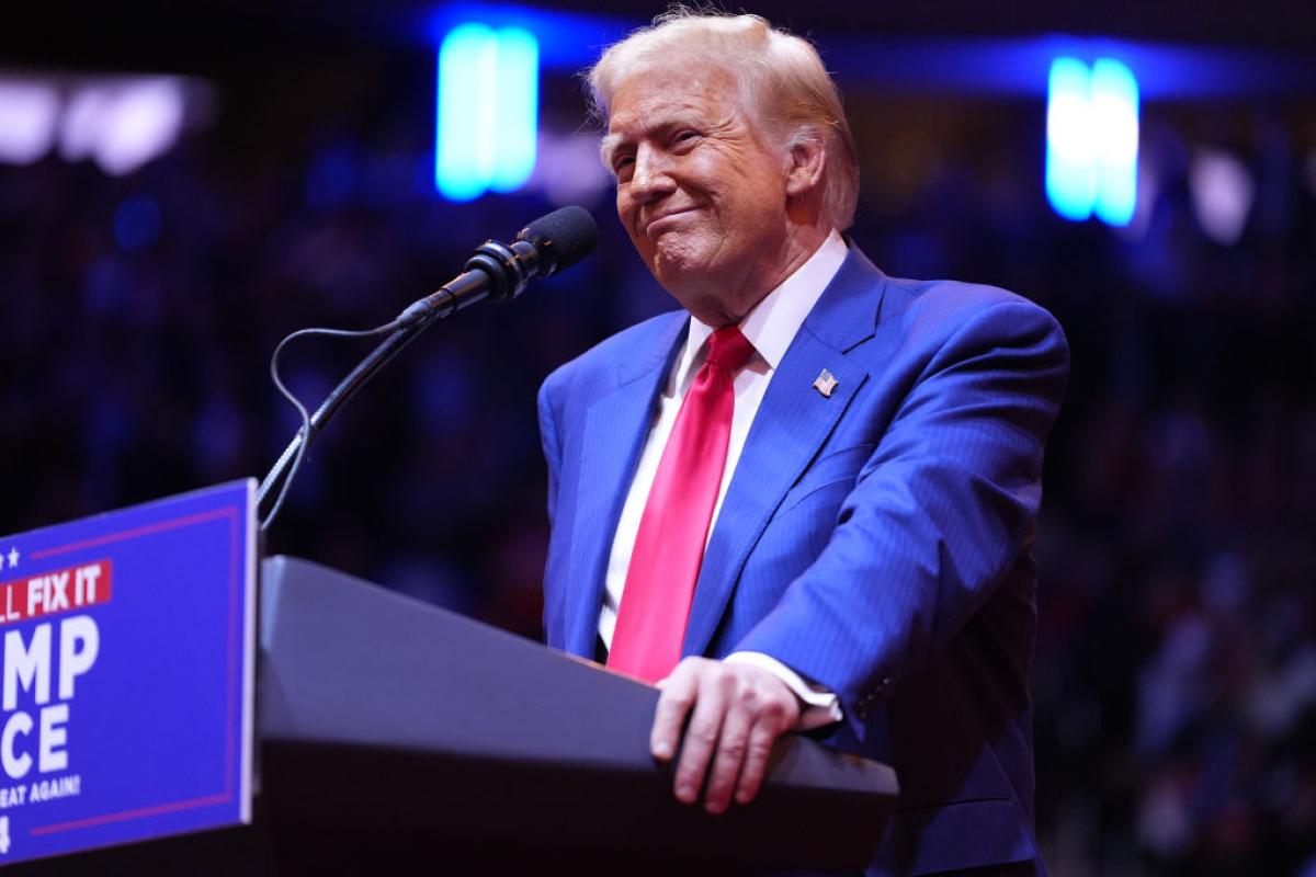 El expresidente y candidato republicano a las elecciones estadounidenses del 5N, Donald Trump, durante el mitin en el Madison Square Garden (Nueva York, EEUU).
