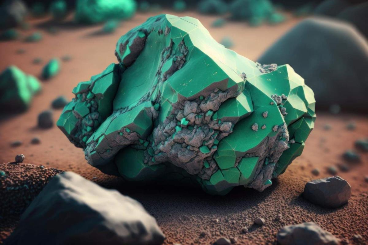 Ilustración de rocas verdes halladas en Marte.