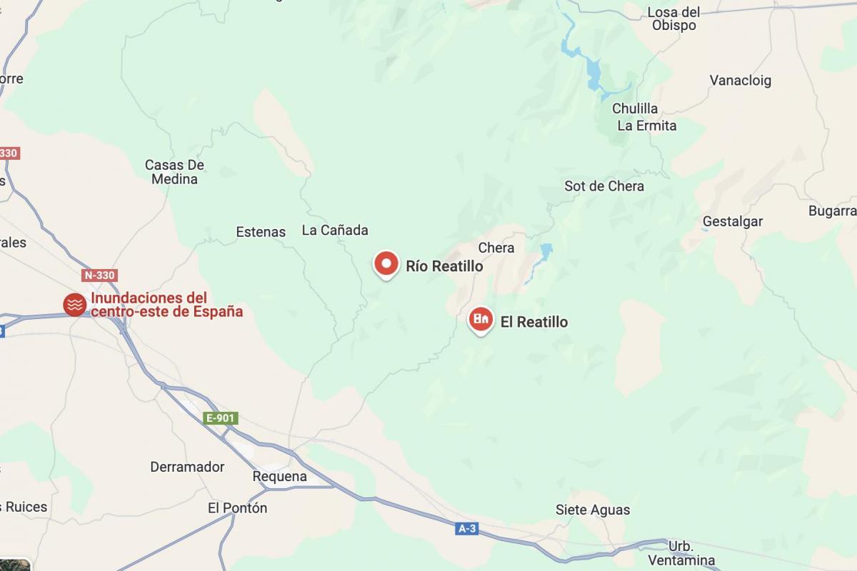 Ubicación de El Reatillo, cerca de Requena.