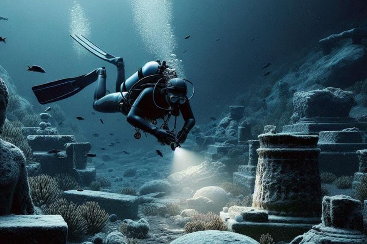 Ilustración digital (IA) de un submarinista.