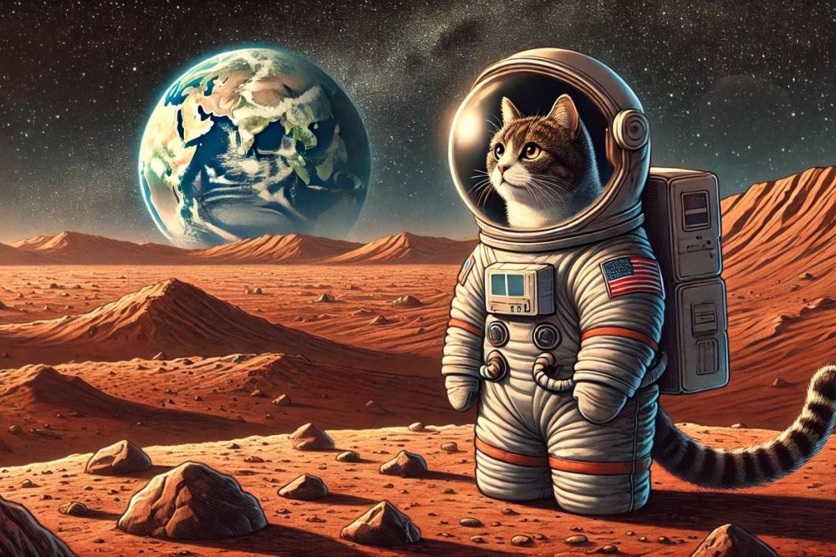 Recreación de un gato en Marte