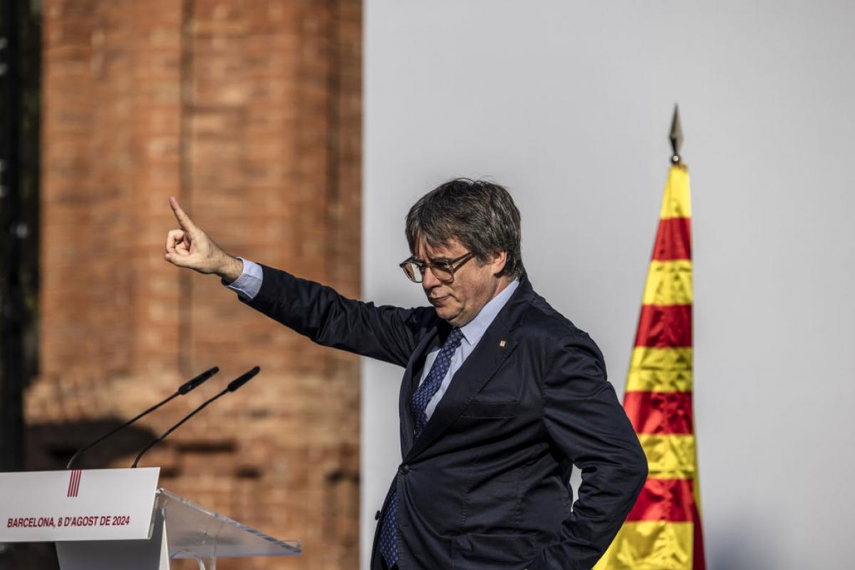 Carles Puigdemont, en su discurso durante su vuelta fugaz a Barcelona