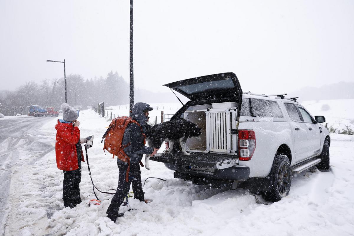 Temporal de nieve en Roncesvalles, este domingo.