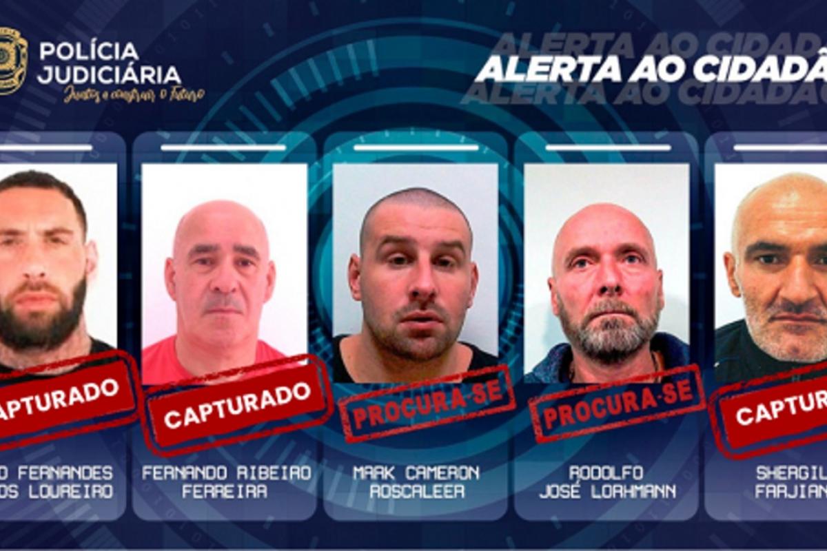 Los cinco presos "muy peligrosos" fugados de una cárcel en Portugal en septiembre.