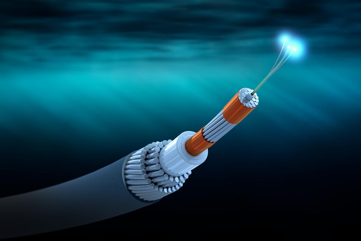 Ilustración 3D de un cable submarino.