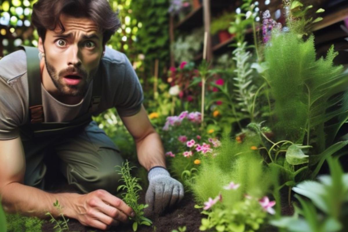 Recreación de un jardinero sorprendido