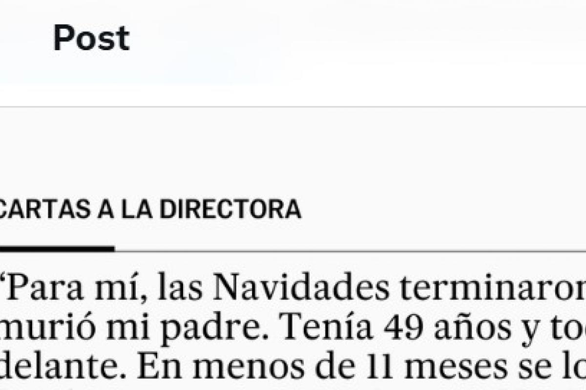 La carta a la directora de 'El País' de Natalia Zapatero Moral.