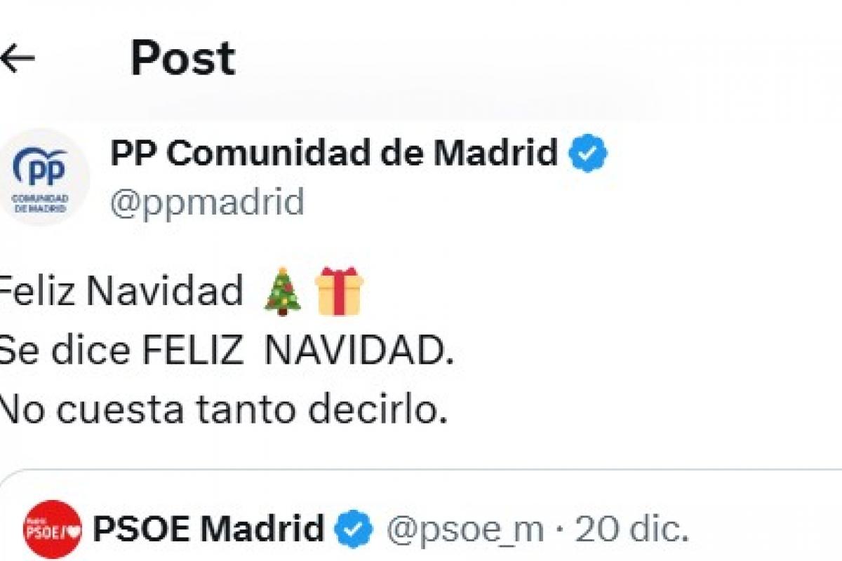 Tuit del PP de Madrid.