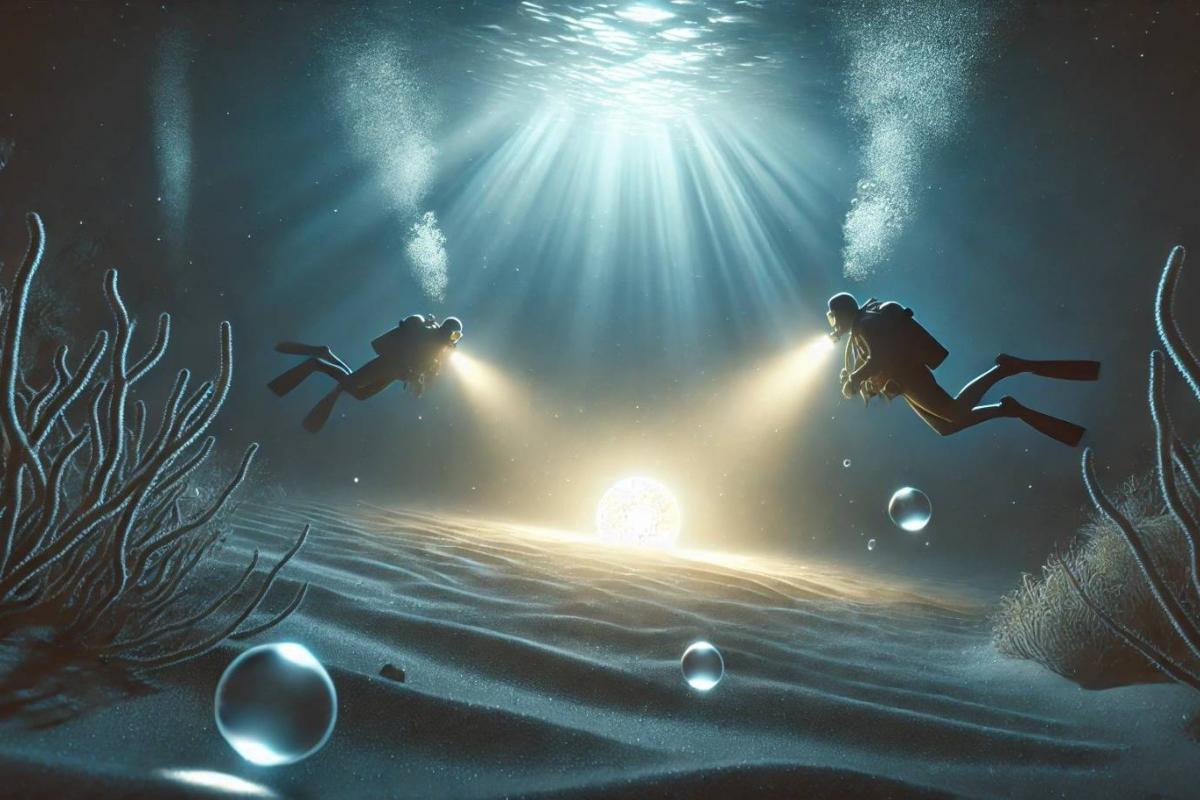 Ilustración de submarinistas generada por inteligencia artificial (IA).