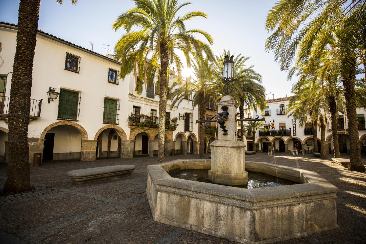 Plaza Grande de Zafra, localida que es punto de partida de la Ruta del Jamón Ibérico.