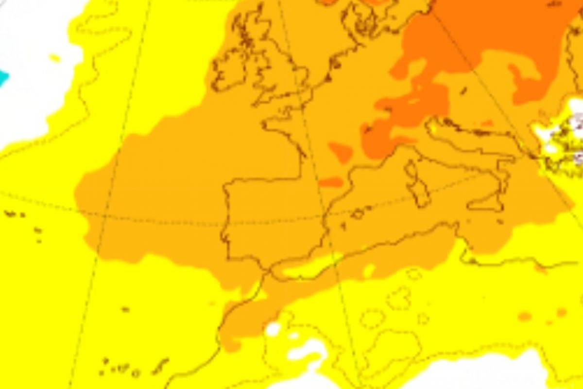 Mapa de previsión de anomalías de temperaturas de la AEMET